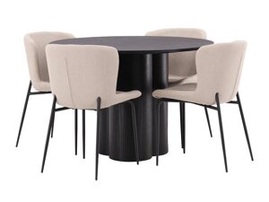 Conjunto de comedor Dallas 3432 (Negro + Beige)