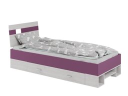 Krevet Omaha D140 (Bijeljeni bor + Purpurna boja)