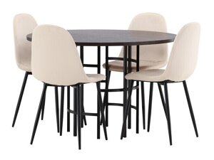 Маса и столове за трапезария Dallas 3446 (Черен + Beige)