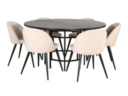 Маса и столове за трапезария Dallas 2387 (Черен + Сметана)