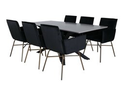 Маса и столове за трапезария Dallas 2701 (Черен + Мед)