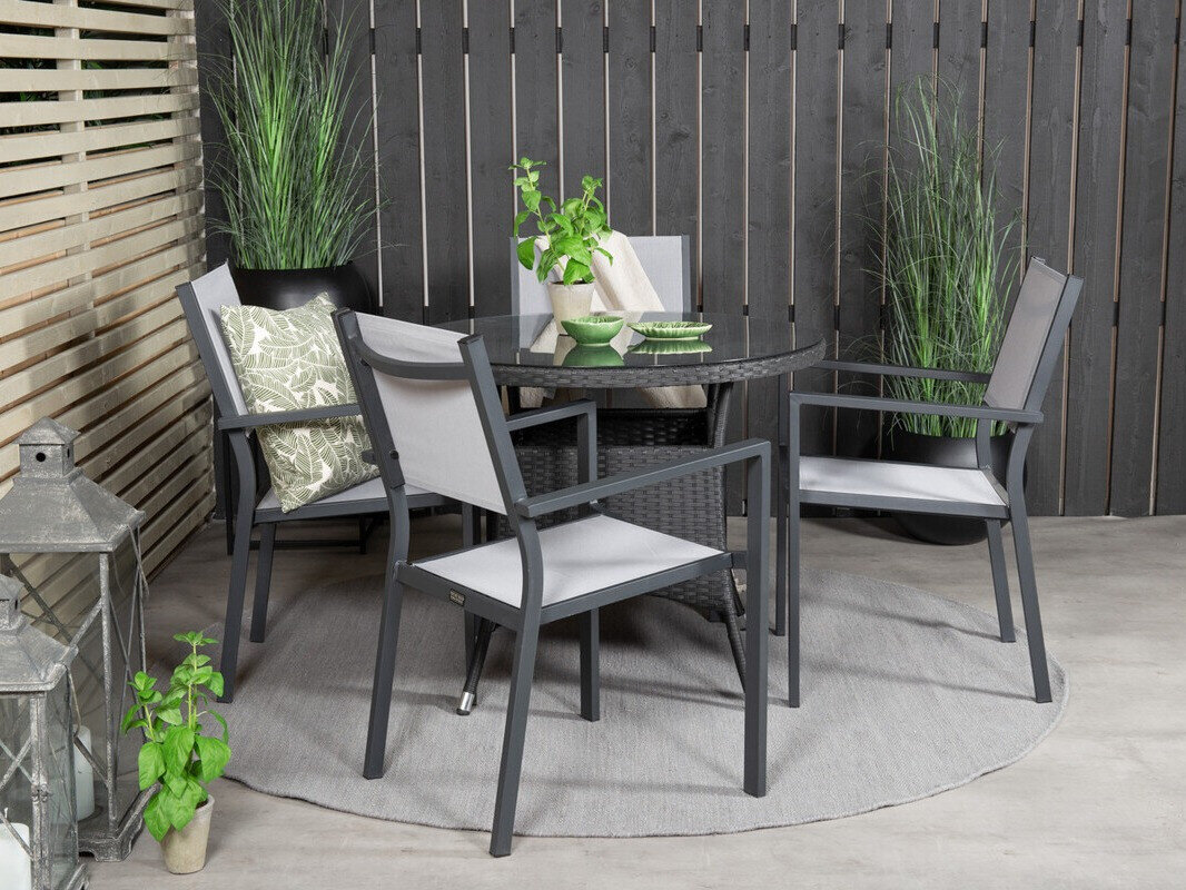 Tavolo e sedie set Dallas 3472 (Grigio) - Mobili da giardino