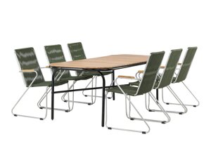 Стол и стулья Dallas 3524 (Зелёный + Серебряный)
