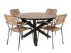 Stol i stolice set Dallas 3605 (Crna + Svijetlo smeđa)