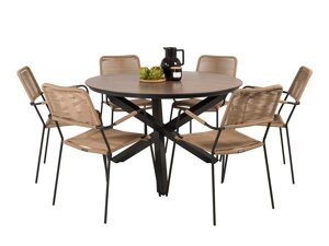 Σετ Τραπέζι και καρέκλες Dallas 3607 (Μαύρο + Ανοιχτό καφέ)