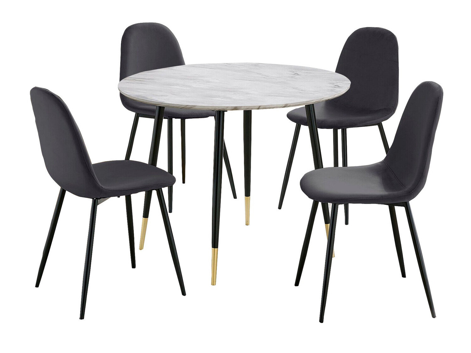 Set di 4 Tende a Pannello Lussuoso Marmo in Nero, Grigio e Oro