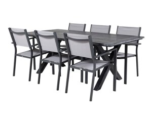 Conjunto de mesa e cadeiras Dallas 3641 (Cinzento + Preto)
