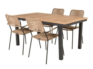 Conjunto de mesa e cadeiras Dallas 3651 (Preto + Castanho claro)