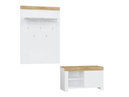 Set arredo da corridoio Boston AS140 (Bianco + Bianco lucido + Wotan quercia)