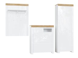 Set arredo da corridoio Boston AS143 (Bianco + Bianco lucido + Wotan quercia)