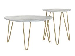 Conjunto de mesa de centro Tulsa 561 (Marmore branco + Dourado)