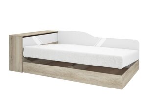 Κρεβάτι Portland B112 (Arven δρυς + Γυαλιστερό λευκό)