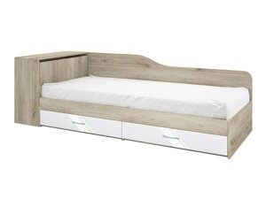 Κρεβάτι Portland B114 (Arven δρυς + Γυαλιστερό λευκό)