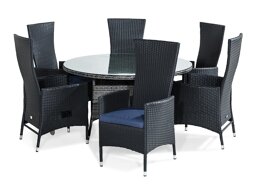 Asztal és szék garnitúra Comfort Garden 1395 (Fekete + Szürke + Kék)