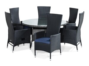 Стол и стулья Comfort Garden 1395 (Чёрный + Серый + Синий)