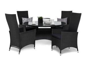 Σετ Τραπέζι και καρέκλες Comfort Garden 1388 (Μαύρο + Σκούρο γκρι)