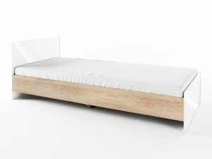Krevet Portland B100 (Arven hrast + Sjajno bijela)