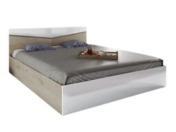 Bett Portland B116 (Arven eichenholzoptik + Weiß glänzend Ohne Lattenrost und Matratze)