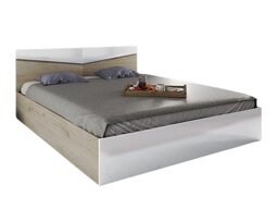 Bett Portland B116 (Arven eichenholzoptik + Weiß glänzend Mit Gitterrosten)