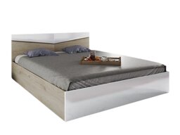Bett Portland B116 (Arven eichenholzoptik + Weiß glänzend Mit Matratze)