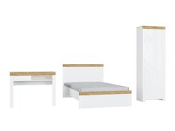 Conjunto de dormitorio Boston AS152 (Blanco + Blanco brillante + Wotan roble)