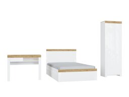 Conjunto de dormitorio Boston AS152 (Blanco + Blanco brillante + Wotan roble)