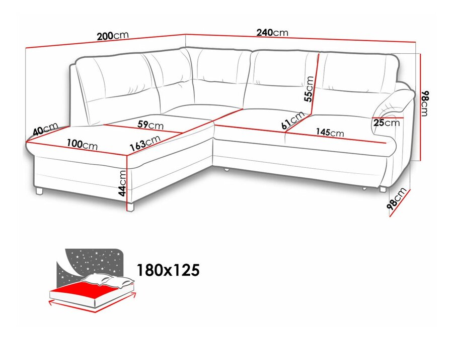 Stūra dīvāns Lincoln 170