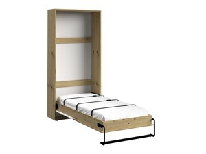 Bett - Kleiderschrank Akron L114 (Artisan Eichenholzoptik + Weiß glänzend)