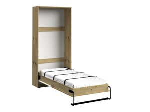 Zidni krevet Akron L114 (Artisan hrast + Sjajno bijela + Crna)