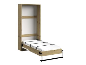 Κρεβάτι - ντουλάπα Akron L114 (Artisan βελανιδιά + Άσπρο + Γκρι)