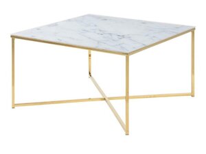 Žurnālu galdiņš Oakland F105 (Balts marmors + Zelta)