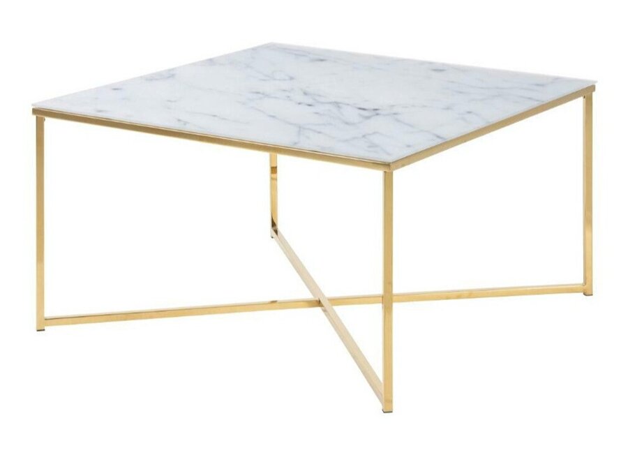 Žurnālu galdiņš Oakland F105 (Balts marmors + Zelts)