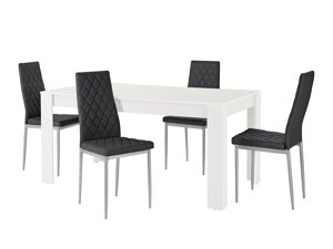 Маса и столове за трапезария Denton 599 (Черен + Сребро)