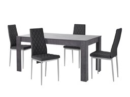 Маса и столове за трапезария Denton 600 (Черен + Сребро)