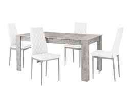 Маса и столове за трапезария Denton 601 (Бял + Сребро)