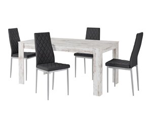 Маса и столове за трапезария Denton 602 (Черен + Сребро)