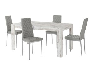 Маса и столове за трапезария Denton 602 (Сив + Сребро)