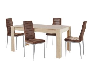 Маса и столове за трапезария Denton 603 (Кафяв + Сребро)