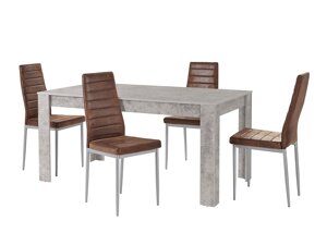 Маса и столове за трапезария Denton 606 (Кафяв + Сребро)