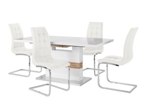 Маса и столове за трапезария Denton 633 (Бял + Сребро)