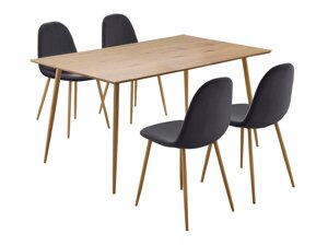 Маса и столове за трапезария Denton 818 (Антрацит + Дъб)