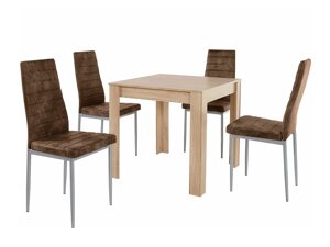Маса и столове за трапезария Denton 1125 (Кафяв + Дъб)