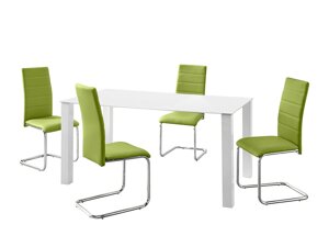 Маса и столове за трапезария Denton 1130 (Бял + Зелен)