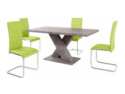 Маса и столове за трапезария Denton 1131 (Бетон + Светло зелено)