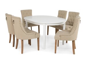 Маса и столове за трапезария Bloomington 195 (Beige + Кафяв)
