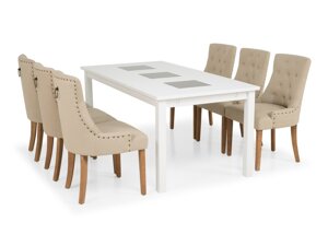Маса и столове за трапезария Scandinavian Choice 571 (Beige + Кафяв)