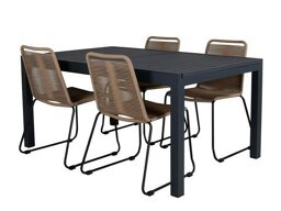Σετ Τραπέζι και καρέκλες Dallas 3783 (Ανοιχτό καφέ + Μαύρο)
