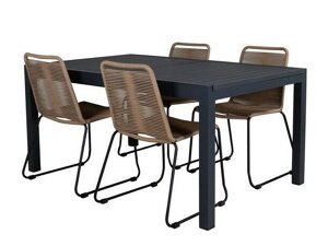 Stol i stolice set Dallas 3783 (Svijetlo smeđa + Crna)