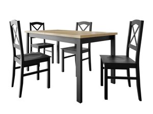 Маса и столове за трапезария Victorville 280 (Черен + Сонома дъб)