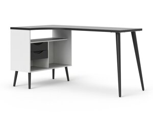 Kampinis darbo stalas Tustin P114 (Balta + Matinė juoda)